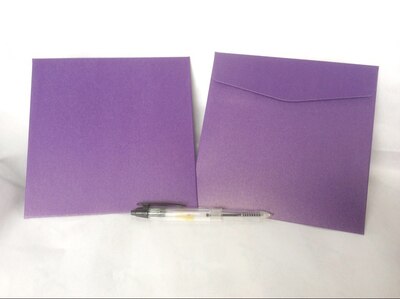 50pcs- Pearl Paper Square Envelope 14x14cm Wedding Invitation Envelopes Handkerchief Special Invitation: Purple