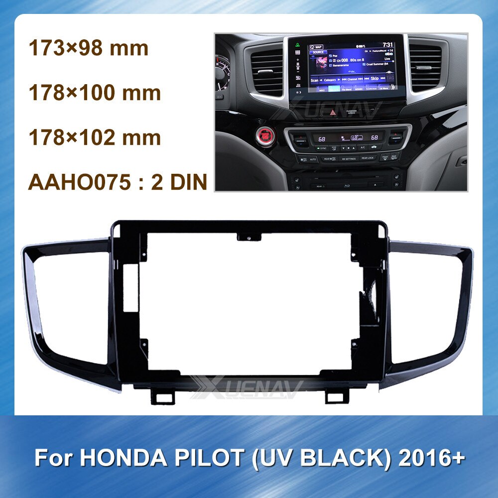 2DIN Autoradio Fascia Voor Honda Pilot Voor Honda + Uv Black Dash Kit Installeren Console Panel Plate Trim adapter Installatie