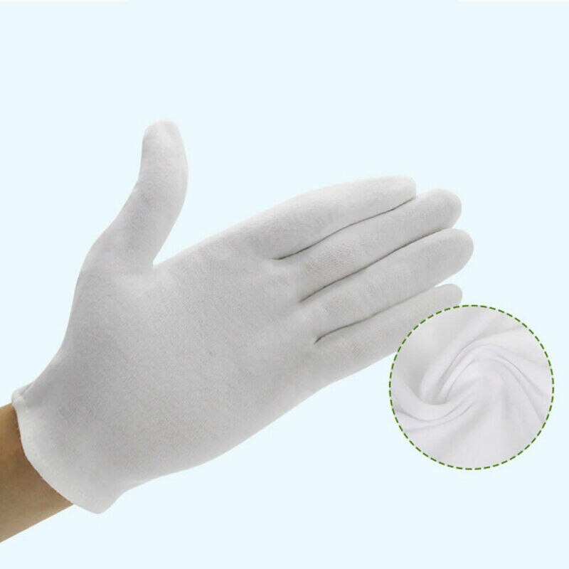 12 coppia Merci del Punto Bianco 100% Guanti di Cotone Guanti Da Lavoro Guanti Guanti Gioielli di Controllo Leggero/sconvolto S M L XL