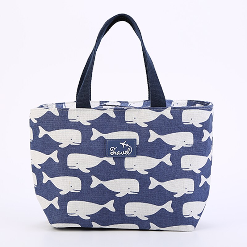 Grappige Cartoon Kids Bento Cooler Zakken Lunch Tas Voor Vrouwen Flamingo Thermische Ontbijt Eten Doos Draagbare Picknick Reizen: whale