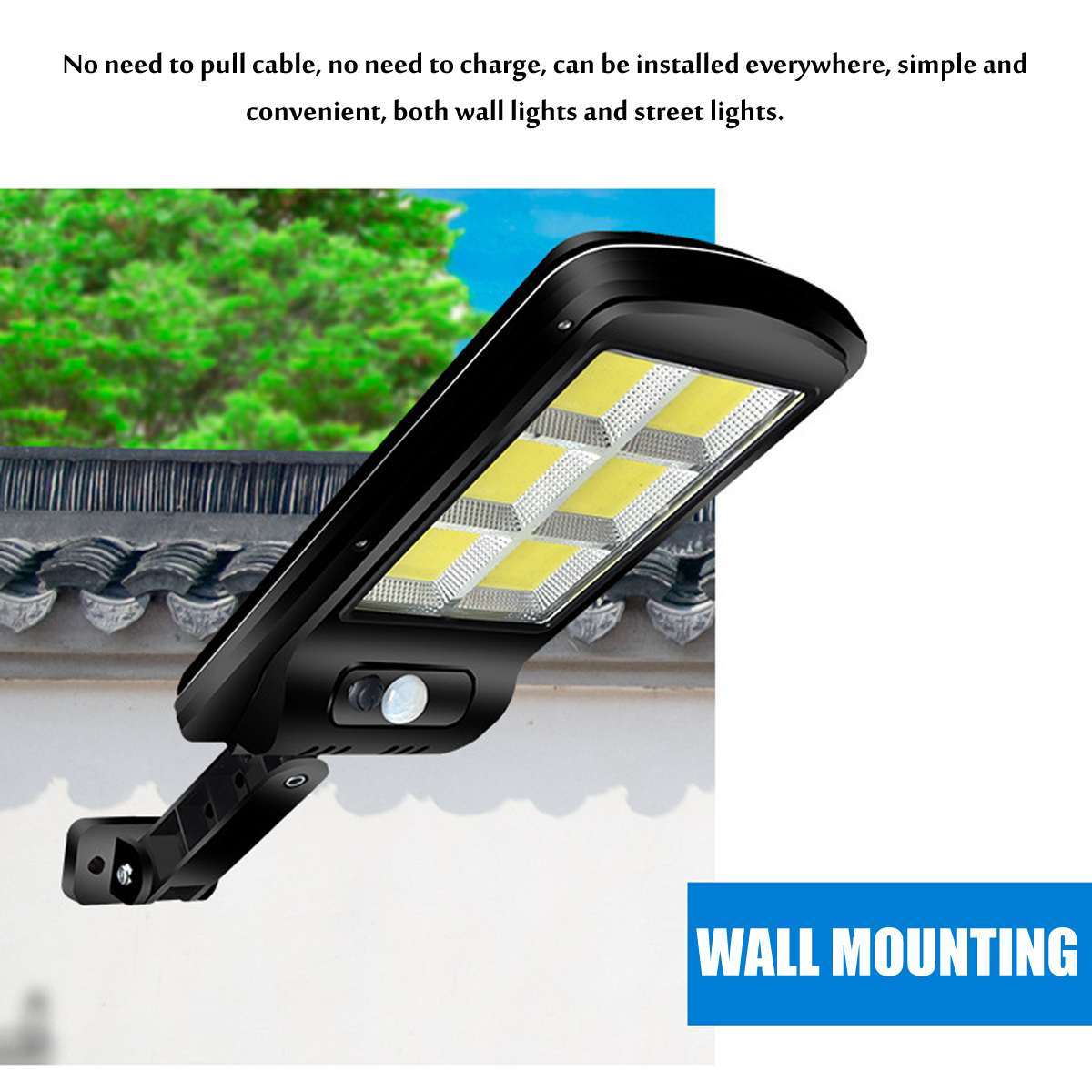 Solar led gadelys cob sensor væglampe infrarød bevægelsessensor 50/100/200/300w udendørs belysning havelampe led lys