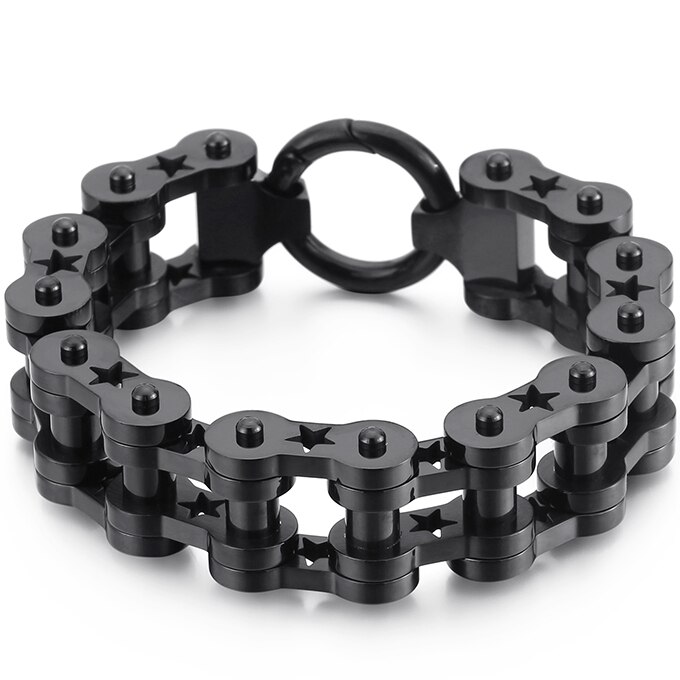 18 Mm Breed Mannen Motorfiets Ketting Armband Voor Mannen Zware Rvs Heren Armbanden Massive Biker Sieraden Mannelijke: Black