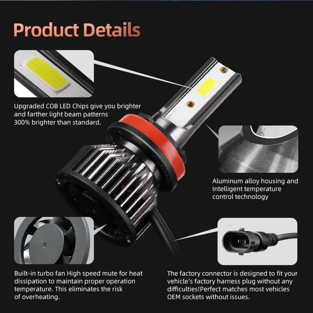 Ampoule LED pour sauna de voiture, 130W, 6000K, H9, H11, Mazda 6 Saloon GH, 2007, , , , , , , 4 pièces