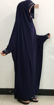 Khimar – jupe longue en strass, vêtements hijab de grande taille avec manches, gratuite: navy blue