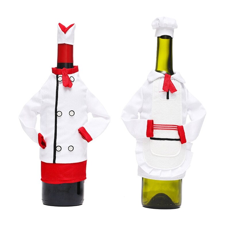 Housse pour bouteille de vin de noël créative, sac décoratif pour Mini chapeau de Chef drôle, pochette pour bouteille de Champagne, de fête