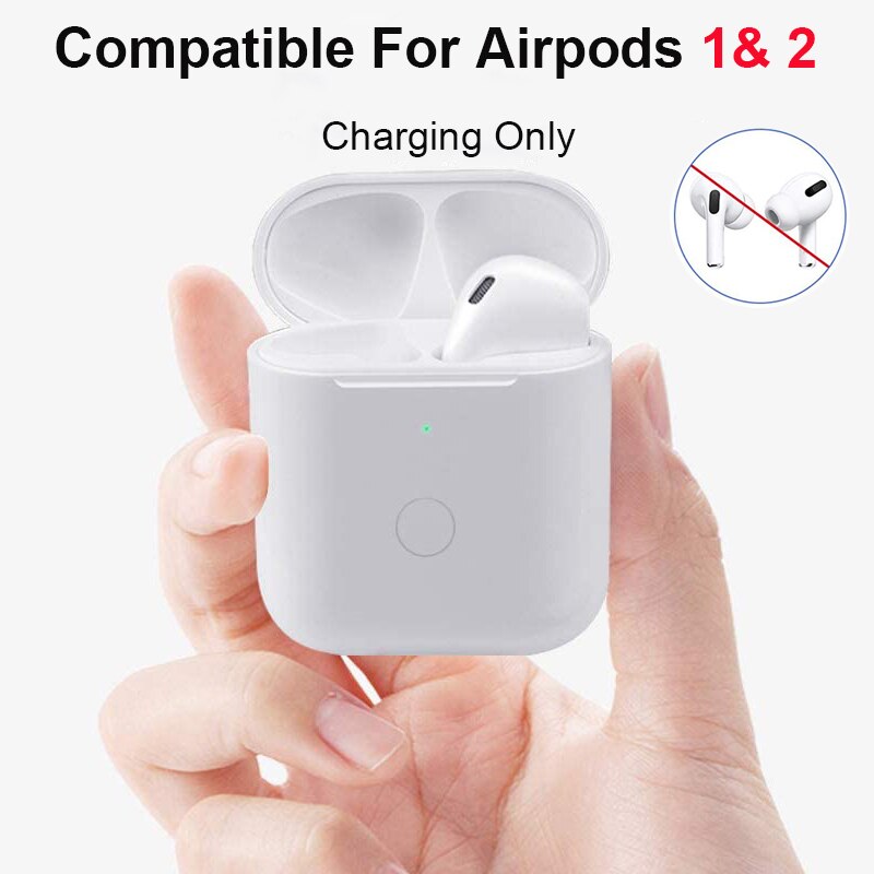 Charging Case Replacement For Airpods 1&2 Qi Wireless Charging Box For Airpods 450mAh Charger with Bluetooth Pairing Sync Button