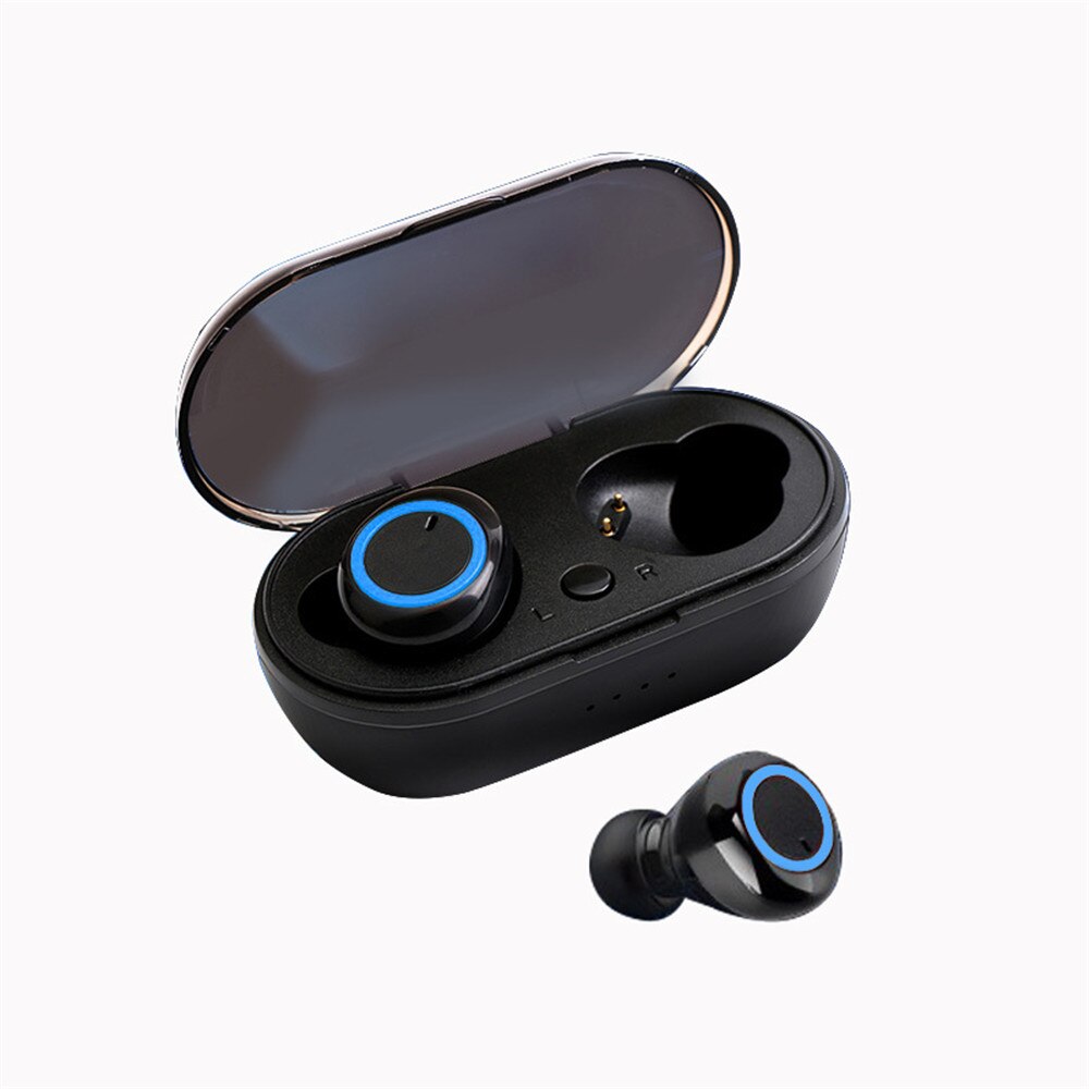 Stereo tws bluetooth 5.0 øretelefon håndfri bilsæt trådløs aktiv støjreduktion med mikrofon til huawei xiaomi: Sortblå
