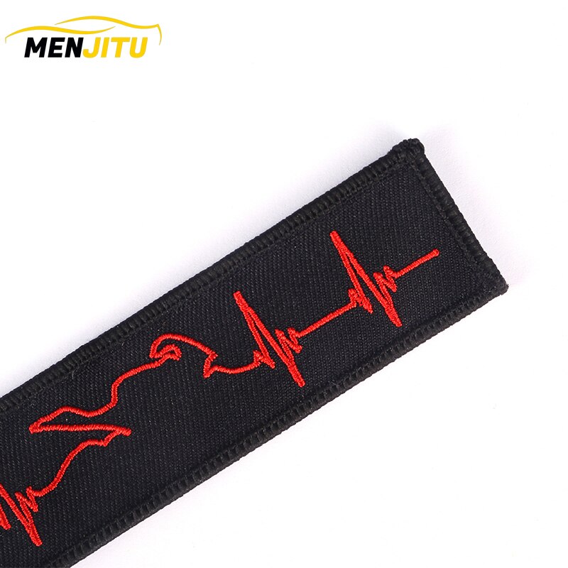 Sleutelhanger met hartslag voor motorrijders, sieradenborduurwerk, sleutelhanger voor auto en motorfiets.