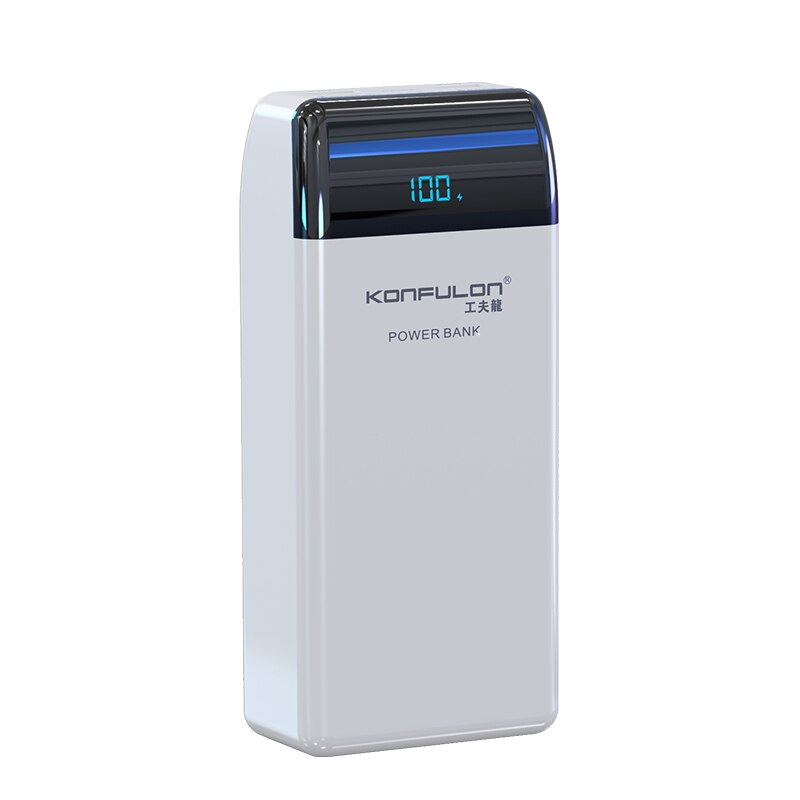 Power bank  qc 3.0 18w powerbank 30000 mah 22.5w vooc digitalt display ekstern batterioplader  pd 18 w til iphone huawei / laptop: Hvid