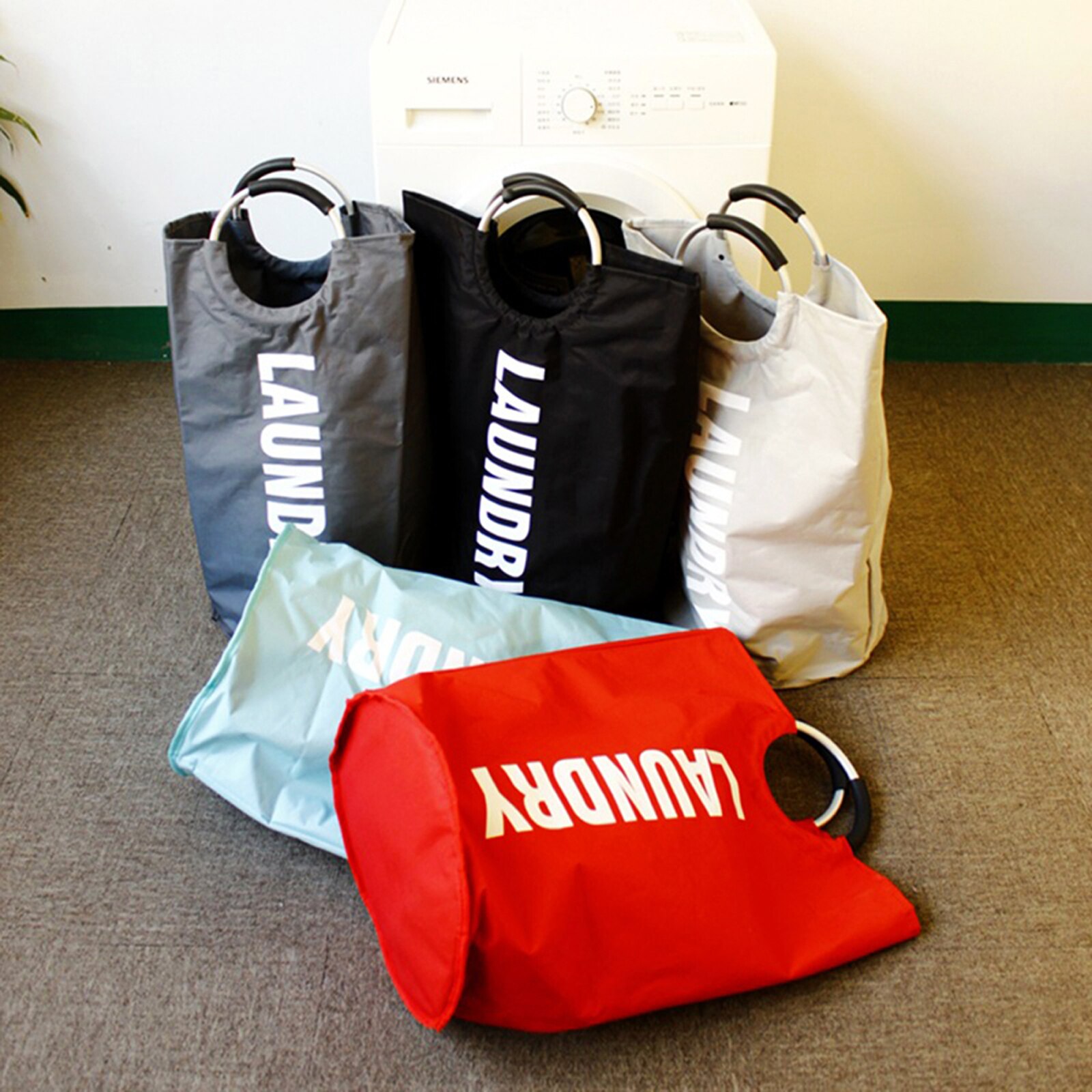 Collapsible Laundry Basket, Portable Oxford Fabric Laundry Hamper with Metal Handles for Laundry Room College Dorms Accreeories