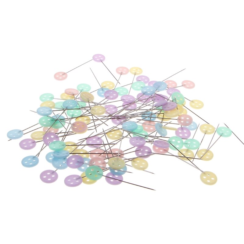 100 Pcs Push Pins Button Style Positioning Needles For Manual Sewing Patchworks
