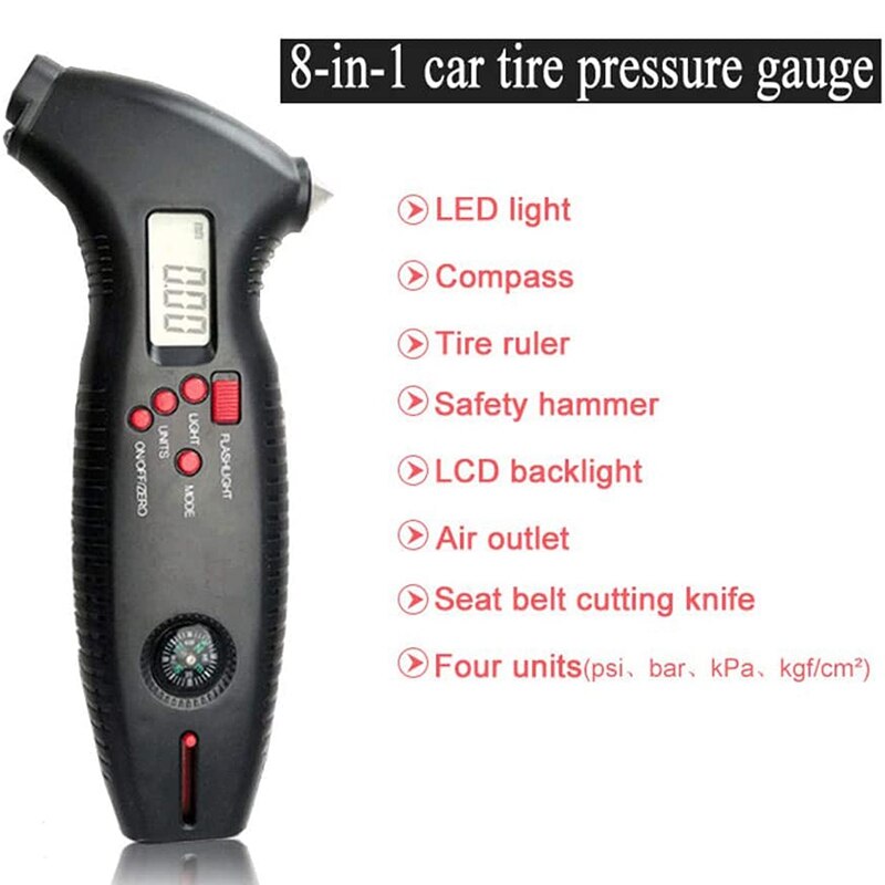 Digital Tire Pressure Gauge Meter Tire Diagnostic Tool 0-200 PSI Backlight LED Air Pressure Gauge for Bicycle Car