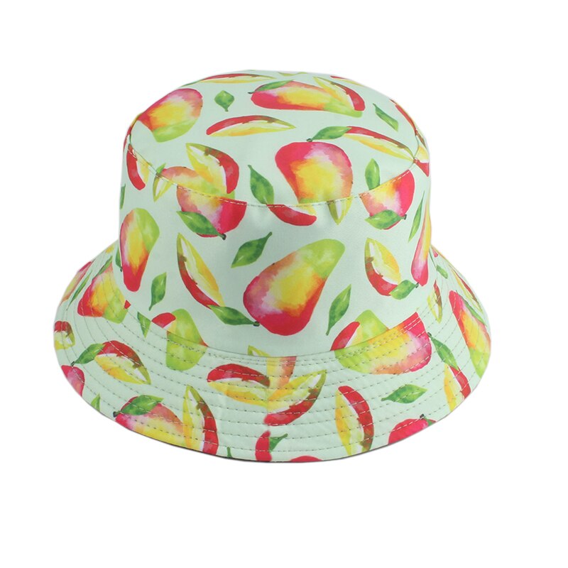 Summer Panama Hat For Women Fruit Mango Banana Pineapple Print Bucket Hat Men Reversible Fishing Fisherman Hats Hip Hop Caps