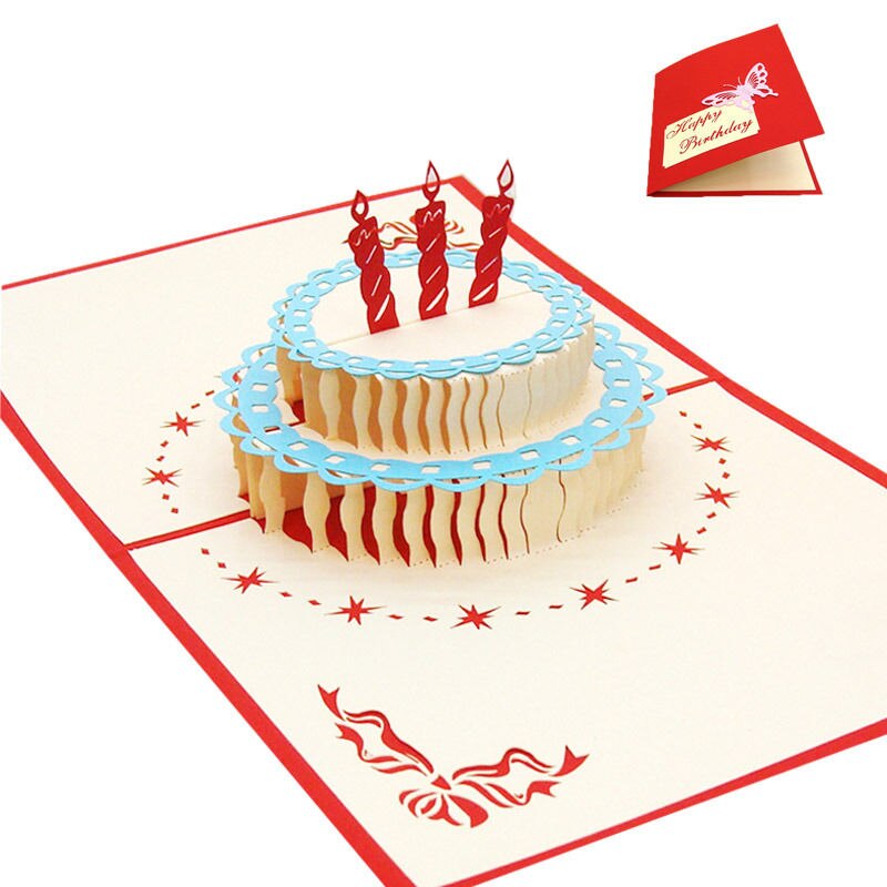 Tarjeta de felicitación tarjeta festiva aniversario boda 3D Pop Up tarjeta de felicitación Feliz cumpleaños suministros festivos: Style A