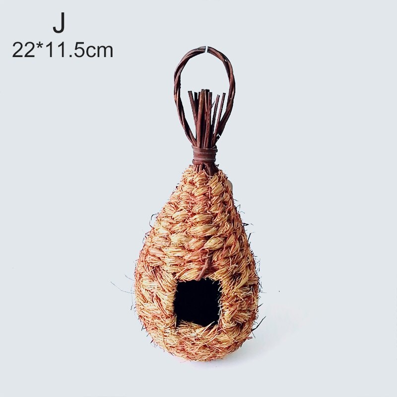 Birds Nest Hand-knitted Gourd Bird House Natural Grass Egg House Outdoor Gardening Decoration Pet Bird Nest Supplies: J