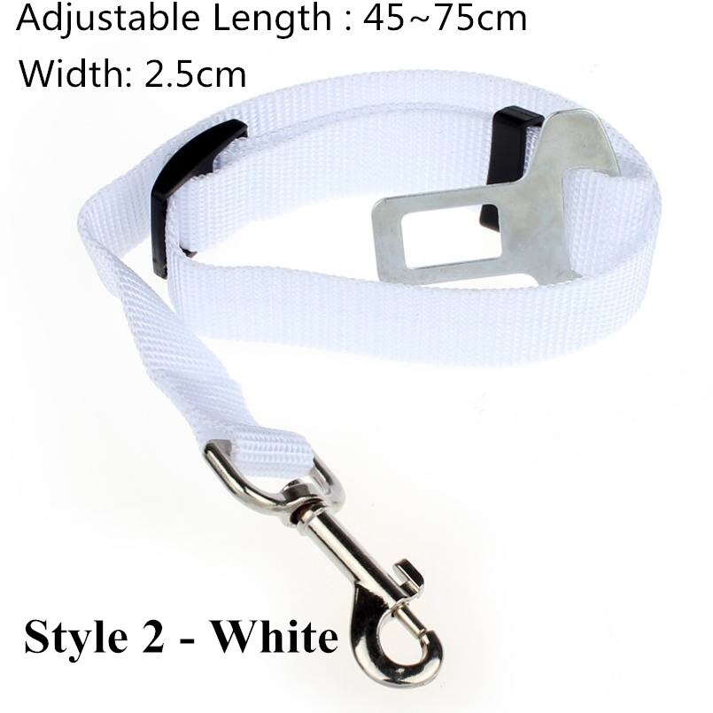 Verstelbare Nylon Pet Hond Autogordel Kat Puppy Lood Kleine Medium Honden Voertuig Leven Veiligheid Riem voor Teddy Yokie: 1pc style 2 white