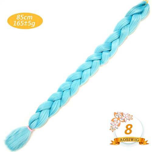 AOSIWIG 165g/pack Synthetic Super Jumbo Braiding Hair Crochet Purple Blue Braids Hair Extension Expression Rainbow Braiding Hair: #8