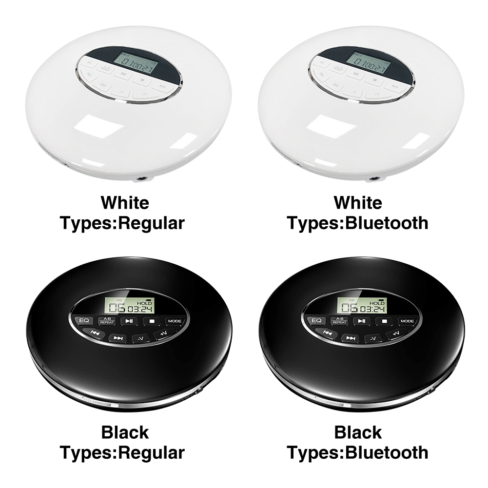 Lecteur CD Portable Anti-saut pour voiture, Compact, multifonction, alimenté par batterie, USB, AUX, Audio, blanc, noir