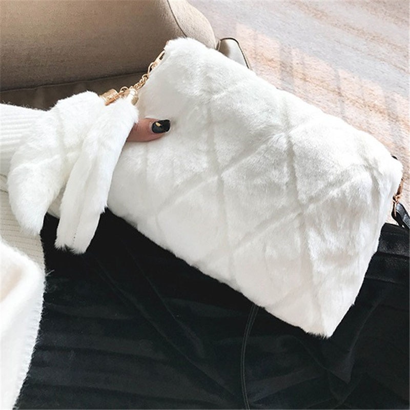 Weiche Warme Pelz Tasche Schulter Tasche Weibliche Leopard Weiblichen Beutel Große Plüsch Winter Handtasche Winter Umhängetasche
