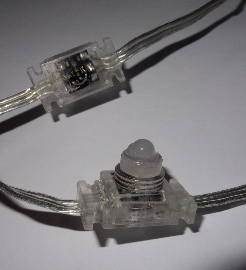 50 nodes DC12V WS2811 LED pixel string IP68 met epoxyhars gevuld; transparant PC materiaal en schoon draad