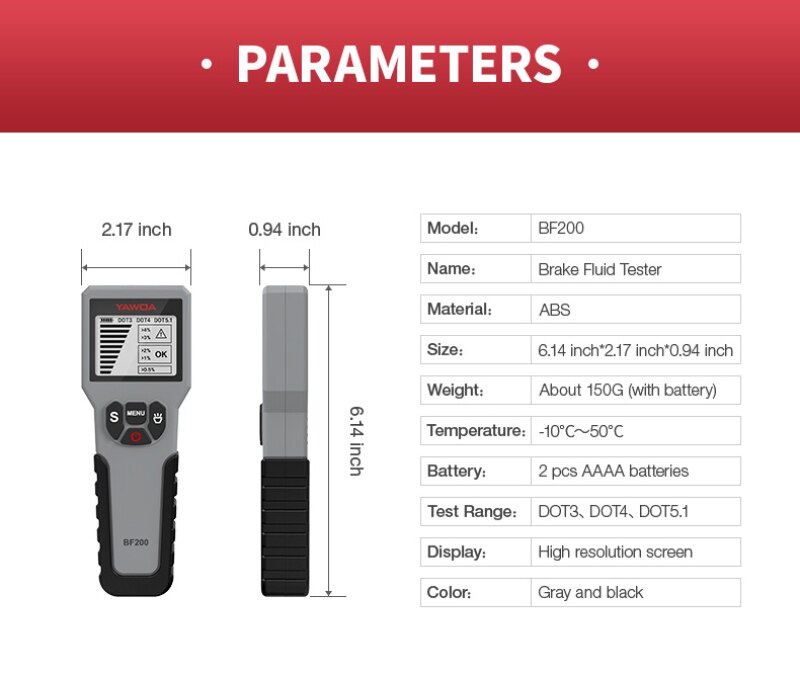 BF200 Car Brake Fluid Tester Universal Automotive Oil Liquid Testing Tool Car Diagnostic Tool Brake Oil Testing Tool