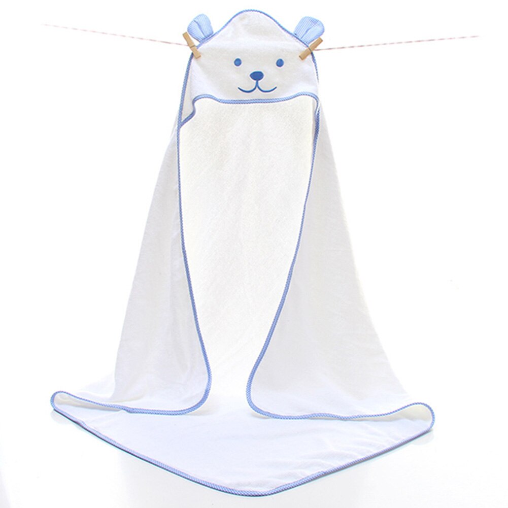 Babyhuva badhandduk med stora öron mjuk tjock bomullsbaddräkt för flickor och pojkar spädbarn bra val baby shower @ls: Vit blå