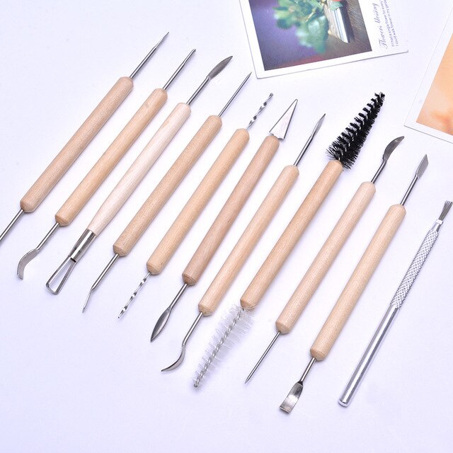 11Pcs Clay Sculpting Set Wax Aardewerk Carving Tool Aardewerk Keramiek Gereedschap Polymeer Shapers Houten Handvat Boetseerklei Gereedschap