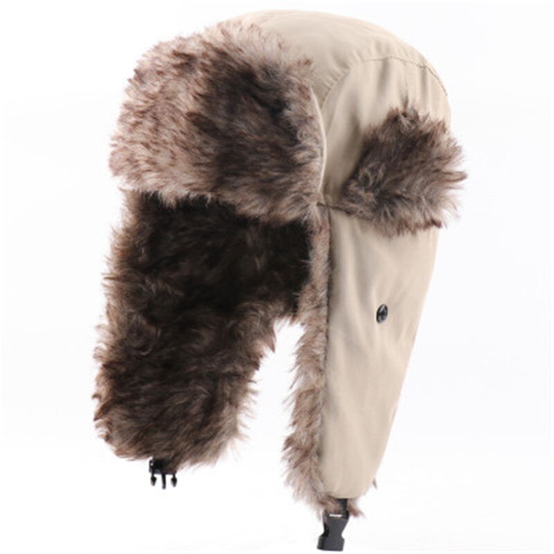 Chapeau de pêche à la mouche pour hommes et femmes, casquette de cyclisme, de randonnée, d&#39;hiver, coupe-vent, imperméable, oreilles, cou, Protection de la tête, résistant au froid, Ski,: beige