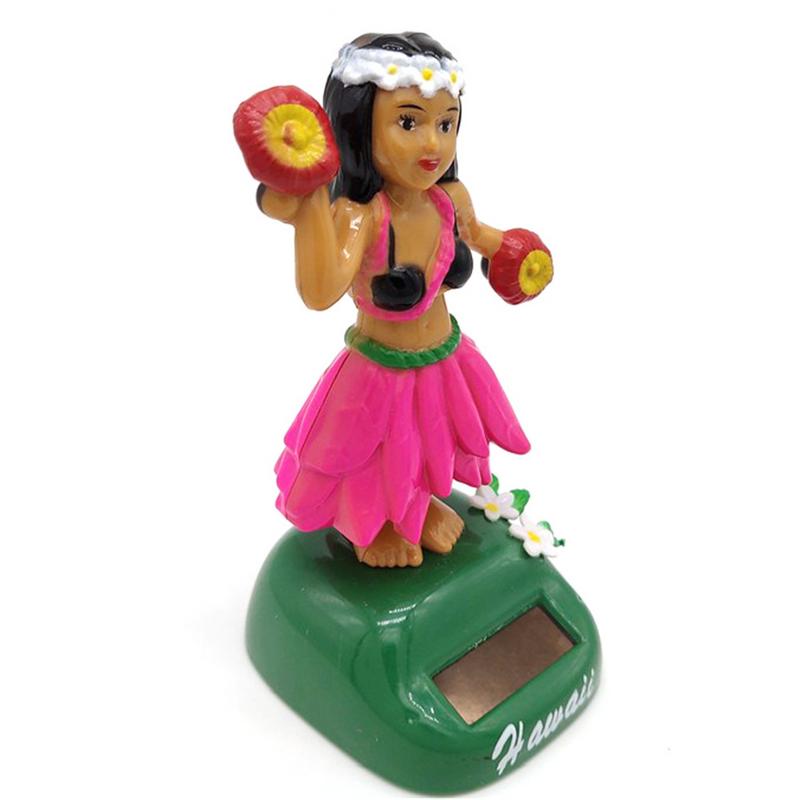 Sol dansende hawaii pige hula ryster hoved legetøj soldrevet auto interiør dekompression instrumentbræt ornament bil tilbehør