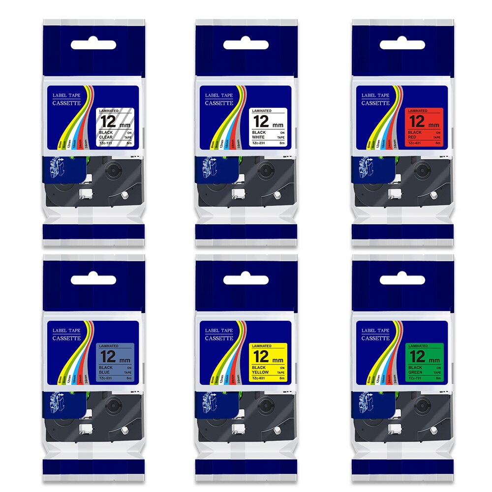 5Pcs TZe-221 Tze 221 Label Tape 9Mm Voor Brother TZe-221 Zwart Op Wit Gelamineerde Tze Tape Voor Brother P Touch Label Maker