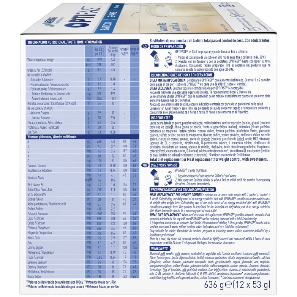 Optifast-vaniglia frullato 12 buste x 53 gr