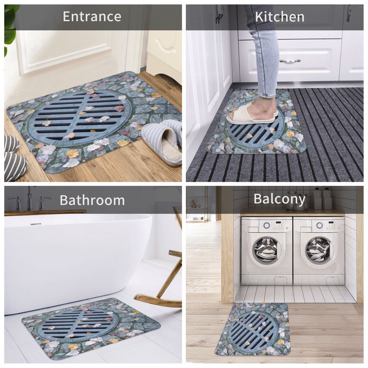 Funny 3D Traps Manhole Cover Doormat Bathroom Modern Polyeste Living Room Home Carpet Anti-slip Floor Rug Door Mat Bath Mat