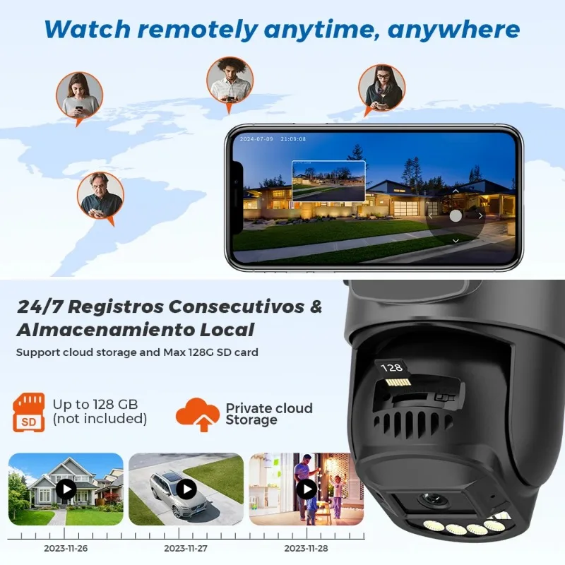 Surveillance Camera 5K 10MP WiFi Dual Screen Lens Real-time intercom AI Human Detect 8MP 4K Outdoor Digital Zoom Security Camera
