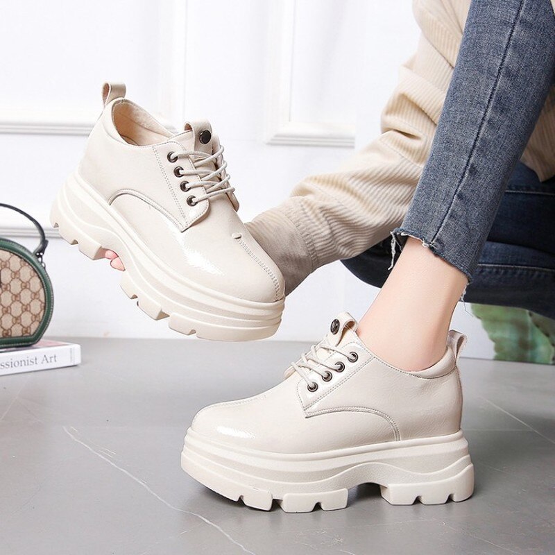 Cortex à lacets baskets chaussures vulcanisées dames chaussures de marche chaussures plates respirantes augmenter chaussures imperméables E15-26