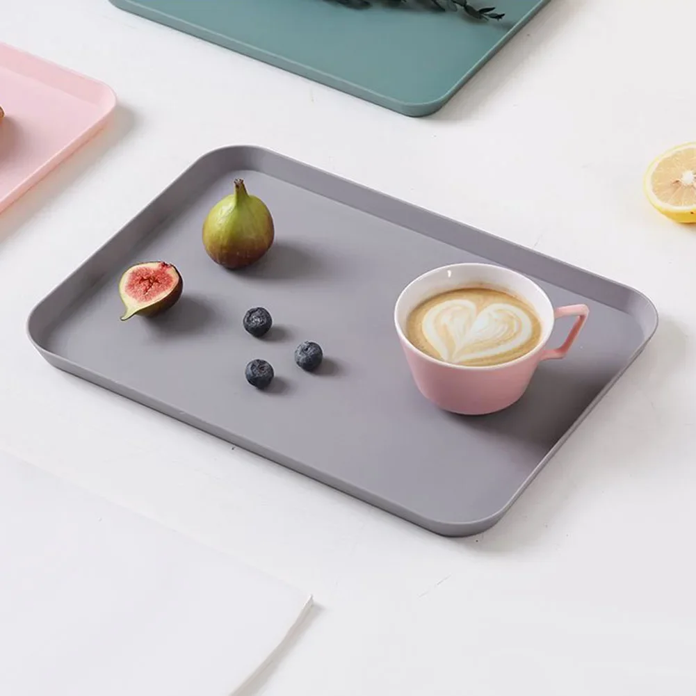 Kitchen Dining Bar Heat-Resistant Trays Plate Dinner Plate Flat Fruit Tray PP Tea Tray Makeup Item Serving Dishes Convenient