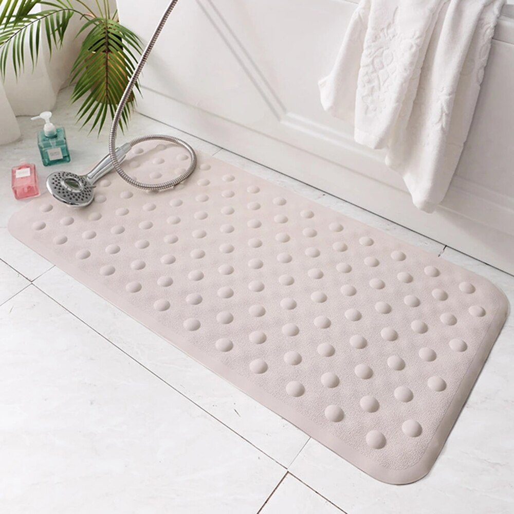 Eco-friendly 40*70cm Soft Rubber Bath Mat Non Slip Bathroom Carpet Set Waterproof Rug Shower Floor Pad with Suction Cup: Beige
