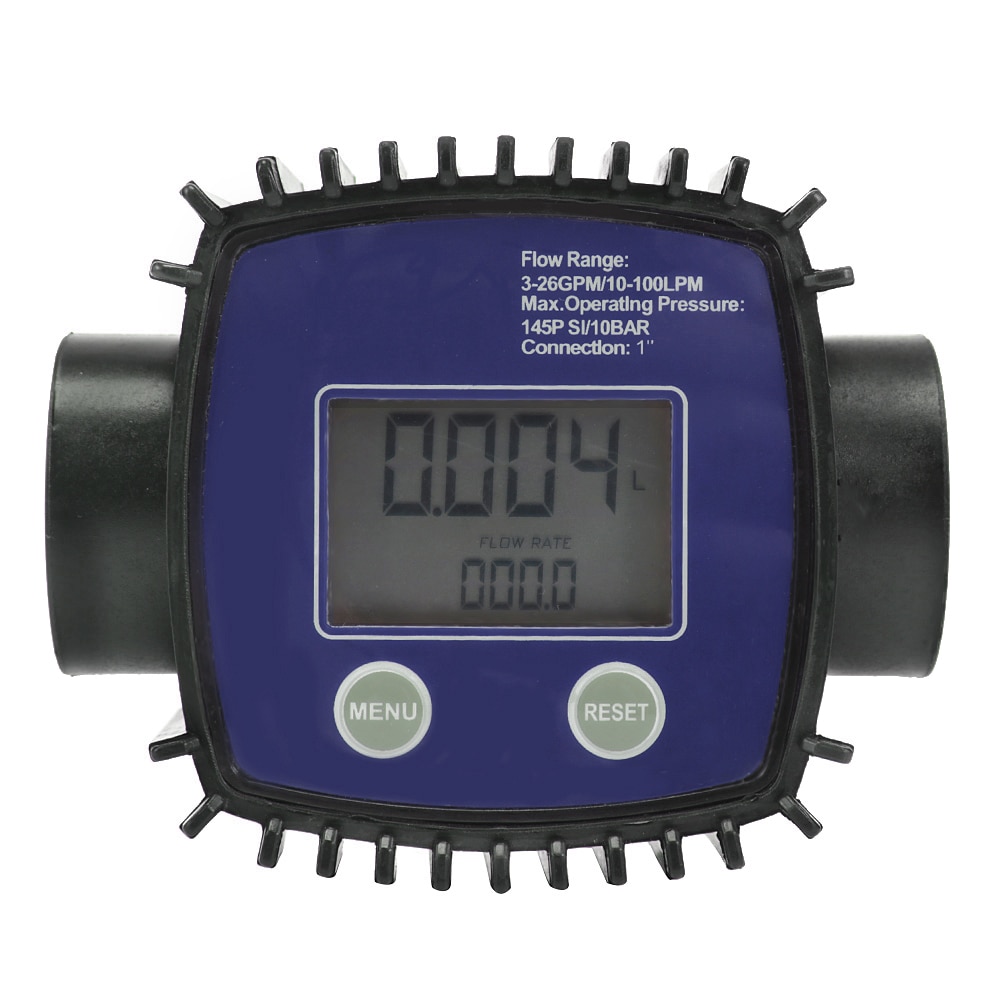 K24 Digital Turbine Flow Meter 1" Internal Thread for Water Gasoline Diesel Kerosene Chemical Liquid: Blue