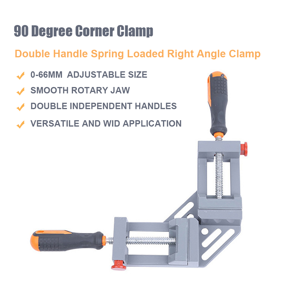 90 Degree Corner Clamp Quick-Jaw Double Handle Spring Loaded Right Angle Clamp Swing Jaw Woodworking Welding Clip Clamp Tool