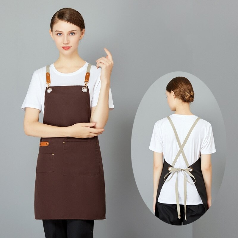 1pcs Short Half Apron Denim Restaurant Hotel Waist Chef Apron Bar Pub Kitchen Cafe Server Waiter Waitress Cook Apron Universal: 70x62cm brown