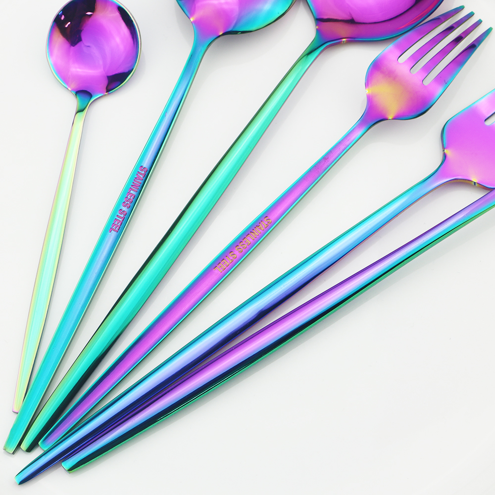 Guld bestick set köksbestick set 18/10 rostfritt stål servis set bestick servis set gaffel sked dessert set