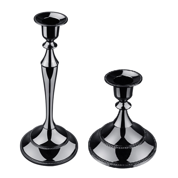 Candelabro de Metal Retro Para cena, Hotel, decoración del hogar, romántico, Retro: L / Negro