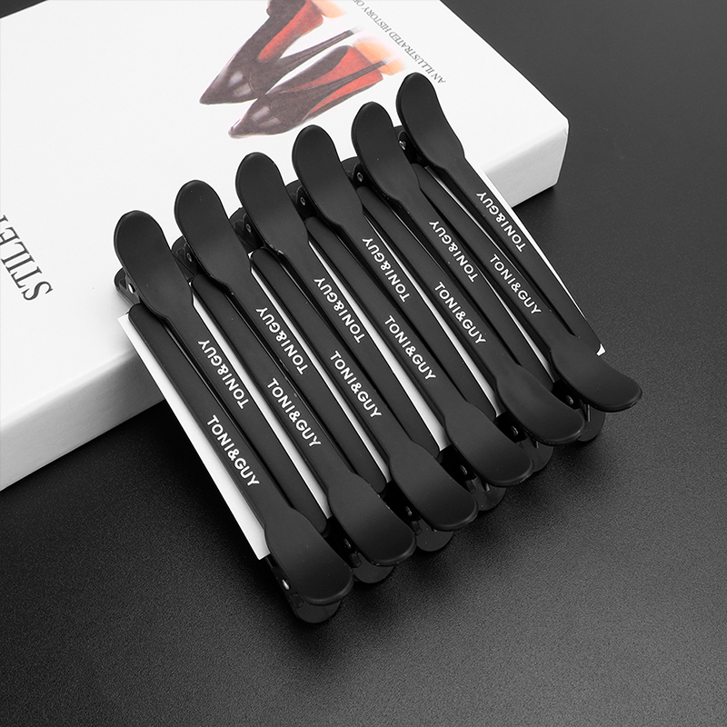 12 Uds. Pinzas para el cabello de peluquería, pinzas para el cabello de cocodrilo, pinzas antideslizantes de plástico negro, herramientas de estilismo para el cuidado del cabello de salón