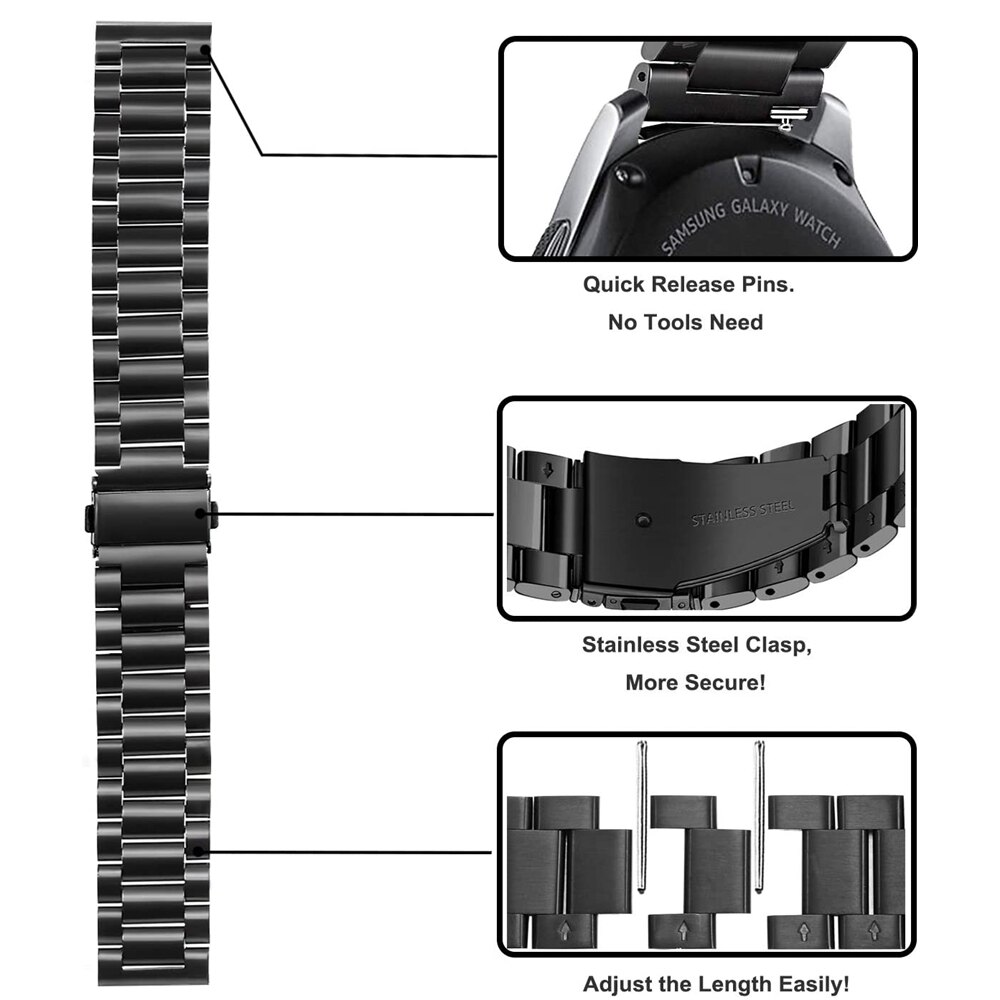 Pulseira de metal para huawei relógio gt/gt2 46mm honra magia 2 pulseira banda inteligente cintas inoxidável para galaxy watch3 45mm pulseira