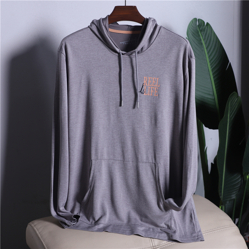 Mens Fishing Shirts Sun Protection Hoodie Shirt Hooded Performance Shirt Fishing Shirt Quick-dry UPF50+ USA Size S-2XL Camisas: Lt Gray / USA Size XXL