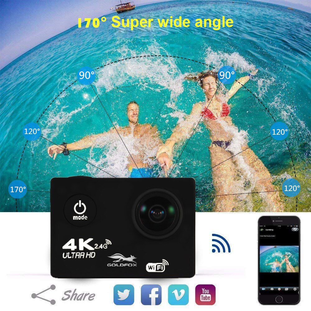 H9R 4K Action Camera Ultra Hd Wifi 2 Inch Scherm 170D Gaan Waterdicht Pro Camera Helm Video Opname Action sport Camera