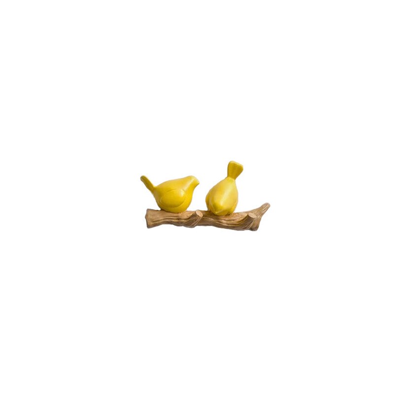 Colgador de pared con pájaros de resina, gancho para colgar llaves, abrigos, toallas, sombreros, bolsos, para sala de estar, cocina, accesorios para el hogar, decoración de paredes: 2 Birds-Yellow