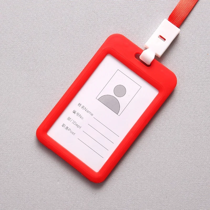 Color ID Card Holder Lanyard Badge Holder Name Id entification Sleeve Dual Clear Business Exhibit Office school strap Neck Hang: Yellow