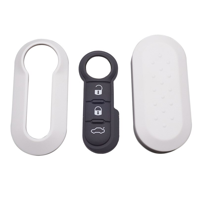Cocolockey-Funda de mando a distancia para coche, almohadilla de reemplazo para Fiat 500, Panda Punto Bravo, almohadilla con botón de goma, 3 botones: white
