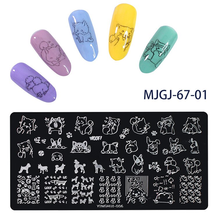 1set Einfach-Französisch Nagel Stamper Monocle Klar Gelee Drucken Silikon Transfer Druck Schaber Nagel DIY Vorlage Stanzen: Animal