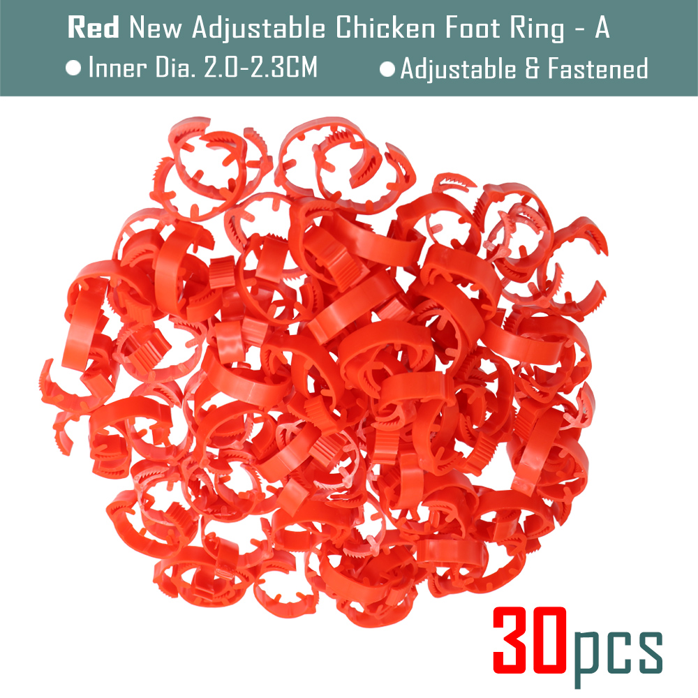 30Pcs Blank Kip Voet Ring 7 Kleuren Verstelbare Digitale Etiketten Voor Pluimvee Been Farm Identificatie Markers Tool Voor Chick eend: A-Redx30pcs